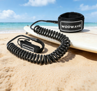 WOOWAVE 2026 Nouveau design personnalisable, laisse de surf à haute élasticité, corde de jambe antidérapante pour planche de surf, service OEM avec design personnalisé