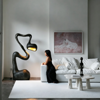 Glasfaser Skulpturale Stehlampe Abstrakte Kunst Skulptur Bodenleuchte FRP Gebogene Stehlampe für Wohnzimmer Villa Hotel