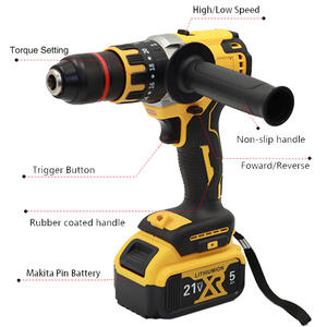 Taladro <span class=keywords><strong>de</strong></span> impacto profesional transfronterizo <span class=keywords><strong>de</strong></span> 13 mm <span class=keywords><strong>con</strong></span> gran torque y velocidad <span class=keywords><strong>variable</strong></span>, tipo pistola, <span class=keywords><strong>de</strong></span> tres funciones, sin escobillas, OEM - Product Image 2