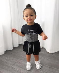 Nouvelle robe à imprimé lettres pour filles tendance 2020 avec ceinture à carreaux, vêtements pour filles, ensembles deux pièces - Product Image 2