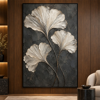 Peinture à l'huile Cheval Blanc avec Filigrane en Feuille d'Or, Art Mural Texturé 3D en Impasto sur Toile, Peinture Animale Moderne pour Décoration de Salon