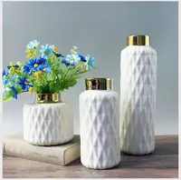 Скандинавская ваза, креативная Золотая круглая цилиндрическая Настольная Ваза, розовая, белая, искусственная керамическая ваза в скандинавском простом стиле