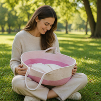 Table à langer en corde de coton avec poignées, panier à couches portable pour bébé, panier à langer tendance pour bébé