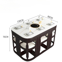 Ensemble table et chaises de salle à manger de style nordique moderne de luxe - Best-seller pour la maison, les écoles, les appartements et les hôtels, 6 places, bois et pierre durables