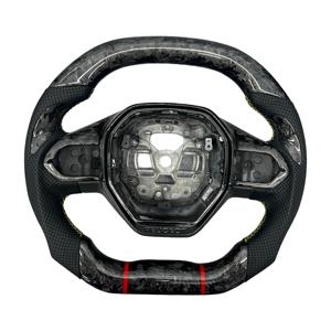 Volant de course en fibre de carbone forgée pour Peugeot 208 308 508 <span class=keywords><strong>3008</strong></span> 5008 avec double marqueur de centrage rouge - Product Image 1