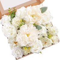 Coffret de fleurs artificielles en soie faites à la main avec feuilles et tiges pour la décoration de bouquets de mariage DIY
