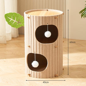 Entegre çift katmanlı kedi ağacı tırmanma çerçeve kış sıcak ahşap tırmalama kurulu kedi evi çok kedi çok katmanlı karton ambalaj - Product Image 6