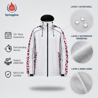 Veste de ski imperméable gris clair rose léopard pour homme, veste de snowboard, veste de neige, veste de ski de montagne à capuche, fabricant OEM personnalisé
