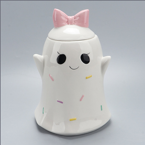 Bonita Bandeja de Cerámica con Diseño de Fantasma de 3 Secciones - Plato Dividido para Aperitivos con Diseño de Dulces y Piruletas, Plato para Fiesta de Halloween - Product Image 3