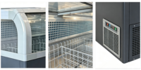 Congélateur modulaire combinable grande capacité avec vitrine coulissante et fenêtre latérale pour la vente au détail