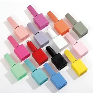 Recipientes quadrados personalizados de alta qualidade para esmalte de unhas, gel de construção de unhas em garrafa de 12ml, cor de gel para unhas, garrafa chique com pincel