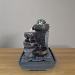 Fontaine d'eau intérieure miniature USB rocaille bassin pendentif d'eau avec fleur transportant bonsaï Sculpture résine décoration <span class=keywords><strong>de</strong></span> la maison - Product Image 5