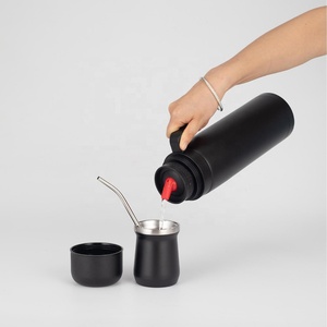 Ensemble Thermos <span class=keywords><strong>Yerba</strong></span> Mate, Bouteilles Isothermes Sous Vide 800ml, Acier Inoxydable 304 de Qualité Alimentaire, Noir Mat - Product Image 1