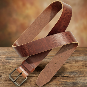Custom Length <b>Men's</b> Cow Hide Leather <b>Belts</b> Pin Buckle Steel Rectangular Vintage Style Durable Waterproof Eco-Friendly 3.8CM - Product Image 1