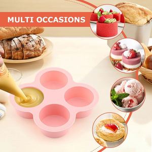 Moldes de silicona antiadherentes para hornear tartas de huevo en freidora de aire, 4 cavidades, redondos, para cupcakes - Product Image 5