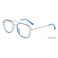 Venta caliente diseñador marco cuadrado Metal gafas ópticas doble puente oro plata directo de fábrica al por mayor