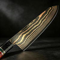 Couteau de chef professionnel de 8 pouces, couteau de cuisine en acier damas cuivré de haute qualité, Gyuto japonais pour la maison avec manche en bois stabilisé