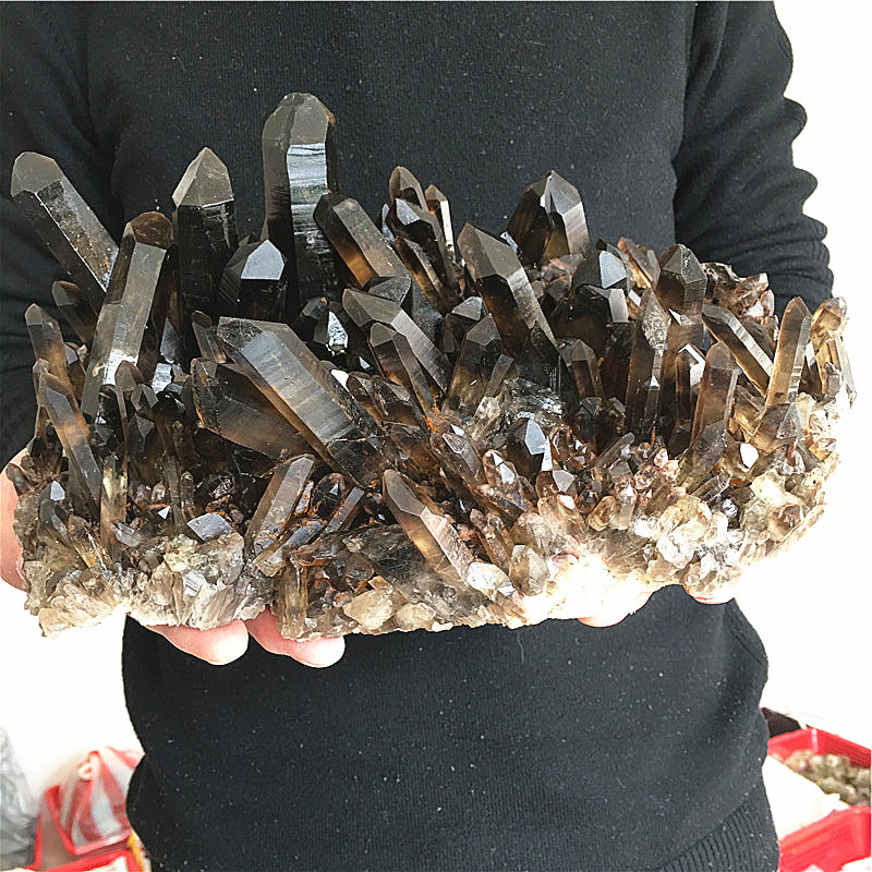 Wholesale Healing Natural Beautiful Smoky Citrine Quartz Cluster Large Black Crystal Clusters For Decoration