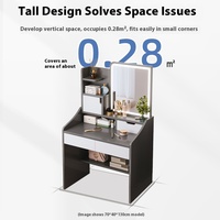 Table de vanité de maquillage minimaliste moderne de luxe armoire de rangement intégrée panneau de miroir éclairé en acier inoxydable fixé au mur