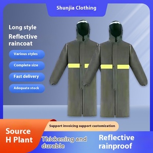 Waterproof One-Piece <strong>Raincoat</strong> In Knitted Fabric <strong>Long</strong> Trench Coat For Delivery Hiking Cycling Soft Oxford Cloth In Stock - Product Image 2