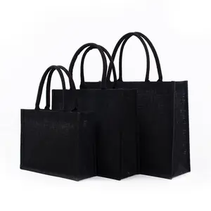 Umwelt freundliche Shopper Jute Einkaufstaschen Black Sac kleinen Einkaufstasche Custom Beach Bag