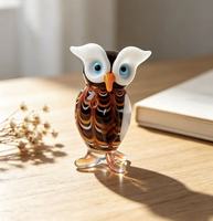 Figurines d'animaux en verre, petite hibou en verre fait main, ornement pour la décoration de la maison, cadeau artisanal, vente en gros