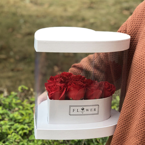 Cửa sổ toàn cảnh trái tim ôm xô Ngày Valentine Hộp hoa hồng Hộp bao bì bó hoa hình trái tim trong suốt - Product Image 1