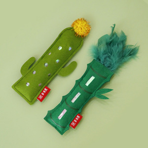 Gato fieltro gato menta dibujos animados bambú Cactus muñeca moler dientes mascota roer juguete - Product Image 3