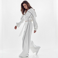 Ensemble décontracté pour femmes, cardigan à manches longues à capuche, pantalon élastique, automne hiver, ensemble deux pièces