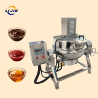 Marmite de cuisson industrielle en acier inoxydable à double enveloppe, à gaz ou électrique, pour la fabrication de sauces caramel, de confiseries et de sirops de canne à sucre, avec agitateur