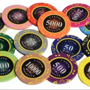 100/1000PCS Casino Poker Chip Sets Gold Crown Texas Hold'em Baccarat Black Jack Poker Clay Chip Coins Box Trays Dropship