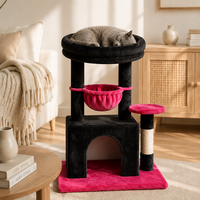 Arbre à chat élégant et écologique en velours avec poteaux en sisal, structure d'escalade multi-niveaux en peluche pour chatons et chats adultes d'intérieur, en carton