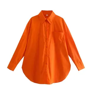 OUDINA Großhandel Anpassen Stilvolle Bluse Top Tasche Langarm Tops Shirts Button Down Plain Shirt