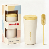 Mug de voyage isotherme en acier inoxydable 12 oz avec couvercle rabattable, anti-fuite, compatible avec le porte-gobelet de voiture, avec boîte cadeau