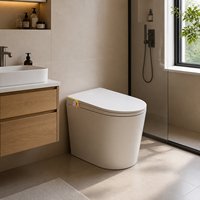 WC intelligent en céramique de 52 cm, à poser au sol, avec siphon en S, détection automatique, siège chauffant, double chasse et télécommande - Vente en gros