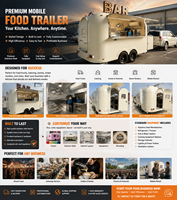 Cuisine mobile fonctionnelle de remorque de camion de restauration rapide personnalisable pour les supports de rue extérieurs-pour la restauration de barbecue de hamburger