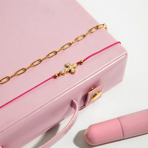 Stainless Steel Rhinestone Cross <b>Red</b> Rope <b>Bracelet</b> Set For Women Gift Jewelry - Product Image 3