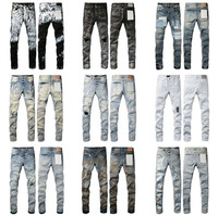 Jeans Homme de Marque Vêtements Fabricants Personnalisés Brut Blanc Bleu Jeans Brodés Hommes Pantalons en Denim Jeans Noirs pour Hommes