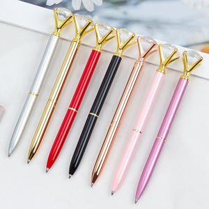 Stylos à bille en cristal d'art rose personnalisés de vente chaude stylo en métal promotionnel de haute qualité avec diamant sur le dessus - Product Image 6