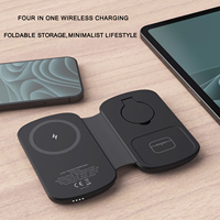 Power Bank Nirkabel 4 in 1 5000mAh Lipat Magnetik untuk Ponsel, Smartwatch, Earbuds, Pengisi Daya Portabel 22.5W Pengisian Cepat