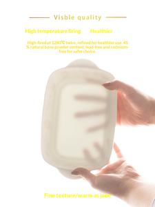 Huage - Plato Rectangular de Porcelana Blanca Pura con Doble Asa, Diseño de Dibujos Animados, Apto para Horno, <span class=keywords><strong>Microondas</strong></span> y Lavavajillas - Product Image 3