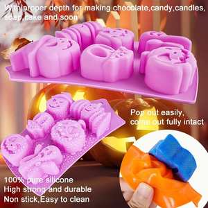 Moule de cuisson en silicone antiadhésif personnalisé pour Halloween, motifs citrouille et fantôme, pour gâteaux, gelées, bonbons et bougies, vente en gros - Product Image 6