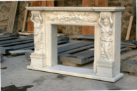 Haute Qualité Naturel Pierre Blanche Cheminée Marbre Statue Cheminée Surround Femme Grecque Déesse Sculpture