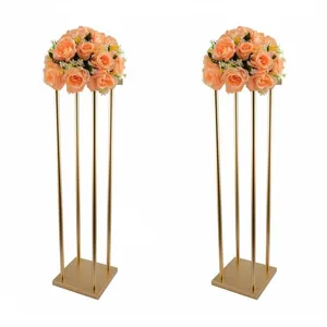 Wedding Iron Flower Rack Stand Geometric Display Rectangular Frame Box Wedding Party Road Lead Plant Shelf for Home Decoration
