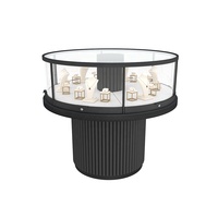 Bijoux légers ronds en verre en métal doré de luxe haut de gamme personnalisés pour vitrine meubles d'exposition de boutique de luxe pour magasin de colliers