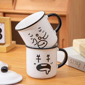 Mug en céramique au design de dessin animé créatif et original, couvercle personnalisé, couleur et logo personnalisés, 400 ml, passe au lave-vaisselle et au micro-ondes, pour les fêtes, le café - Product Image 2