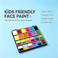 Kit de peinture corporelle et visage naturelle, non toxique, à base de plantes, imperméable, activée à l'alcool, palette d'art corporel longue durée pour enfants, vente en gros