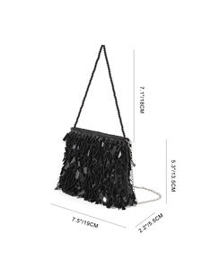Bell 2025 Luxury Shiny Handmade Beaded Embroidery Sequin Satin Fashion Chain Strap Women Evening Wedding Music Festivals - Product Image 6