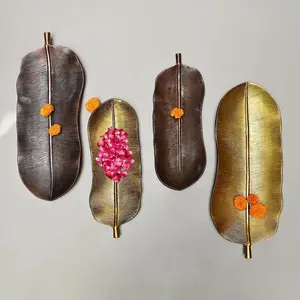 Assiette de service en aluminium de qualité supérieure, style feuille, écologique, design moderne, finition brillante, élégante pour la maison, occasions spéciales - Product Image 4