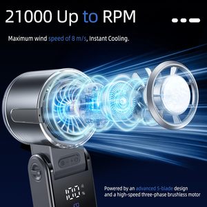 Ventilador de Mano Eléctrico Portátil Turbo de 3600 mAh, Plegable, sin Aspas, Refrigeración de Alta Velocidad, Carga USB, para Auto y RV - Product Image 2